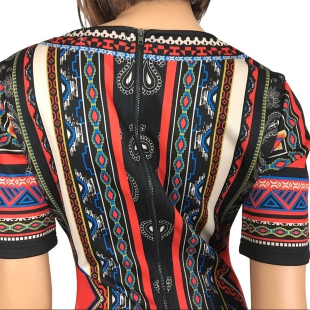 Jealous Tomato Geometric Paisley Dress Red Black Woman’s M Colorful Graphic - Picture 7 of 13